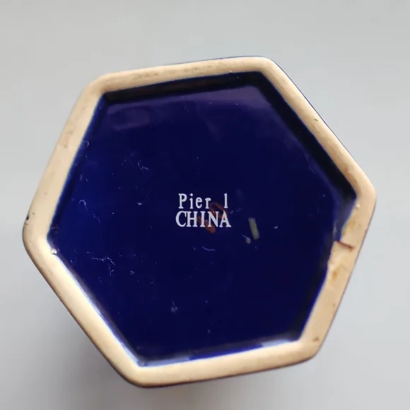 Pier 1, Navy and White Ceramic Canister. - Picture 5 of 10